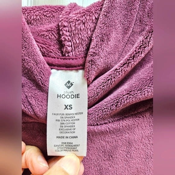 Members Mark Pullover Hoodie Cozy Plush Relaxed Fit Rib Trim Side Split Hem XS - Picture 5 of 6